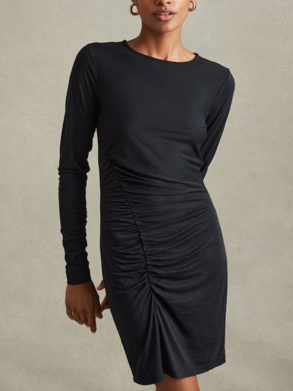 Reiss Allie Ruched Jersey Mini Dress - Charcoal Grey Small NWT
